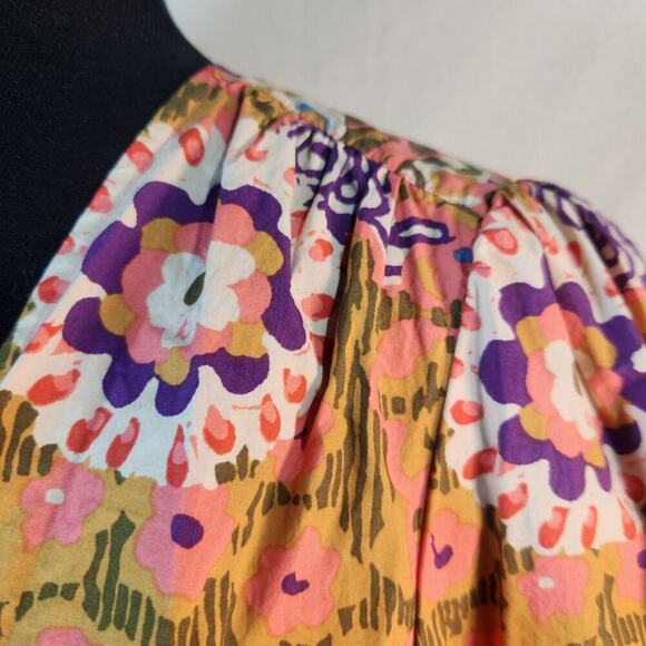 100% Cotton J Crew Medium Wrap-Around Top Waist Length Bright Colors Button Cuff - Picture 2 of 11